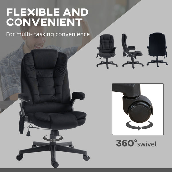 English Elm HOMCOM Executive Massage Office Chair with 6-Point Vibrations, Lumbar Heat, Tilt Recline Comfort Black W2225P173850