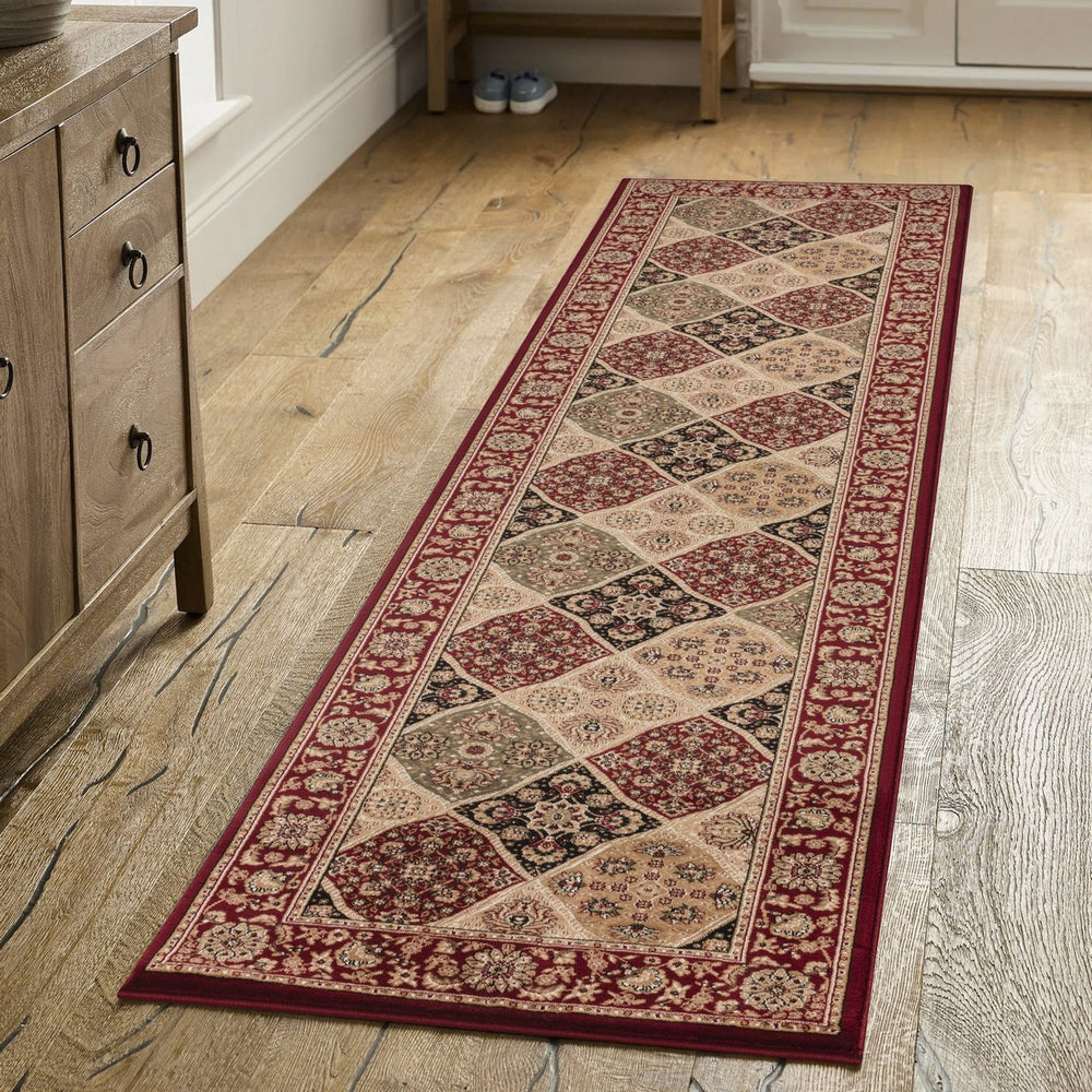 English Elm Manchester Red Area Rug Runner - Elegant 2'7" X 9'10" For High-Traffic Spaces, Family-Friendly Design B186P316793