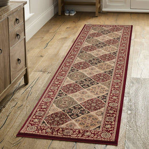 English Elm Manchester Red Area Rug Runner - Elegant 2'7" X 9'10" For High-Traffic Spaces, Family-Friendly Design B186P316793