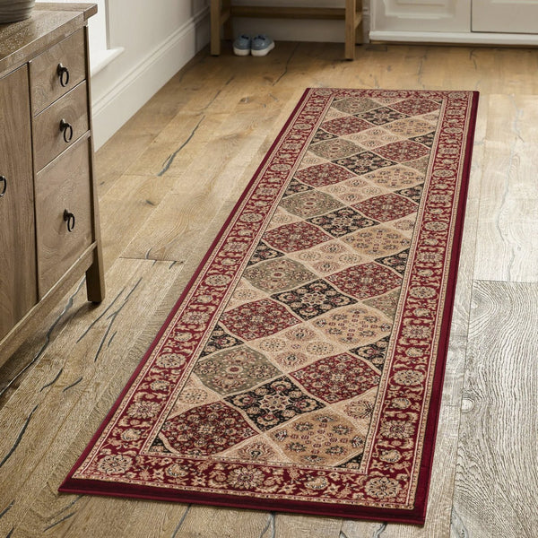 English Elm Manchester Red Area Rug Runner - Elegant 2'7" X 9'10" For High-Traffic Spaces, Family-Friendly Design B186P316793