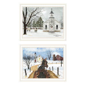 English Elm Trendy Decor 4u Billy Jacobs Folk Winter Two Panel Framed Art Set for Home Walls B067P255218