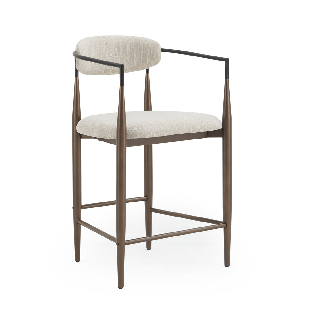 English Elm Christopher Knight Home® - Counter Stool Set Of 2 - Modern Beige Upholstered Design With Coffee-Gold Iron Frame For Style N771P249370H