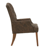 Homelegance By Top-Line Amina Light Distressed Natural Finish Linen Tufted Dining Chair Brown Wood