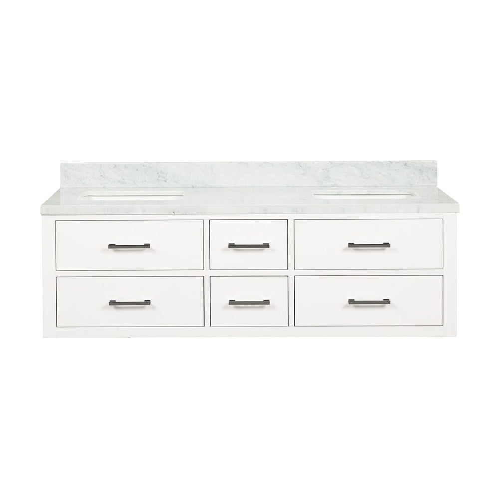 English Elm White Double Bath Vanity With Elegant Carrara Marble Top - Ready-To-Install, Ample Storage & Style B2731P258054-GIGA