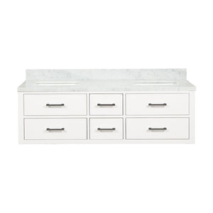 English Elm White Double Bath Vanity With Elegant Carrara Marble Top - Ready-To-Install, Ample Storage & Style B2731P258054-GIGA