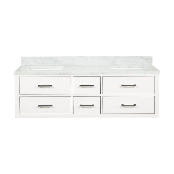 English Elm White Double Bath Vanity With Elegant Carrara Marble Top - Ready-To-Install, Ample Storage & Style B2731P258054-GIGA