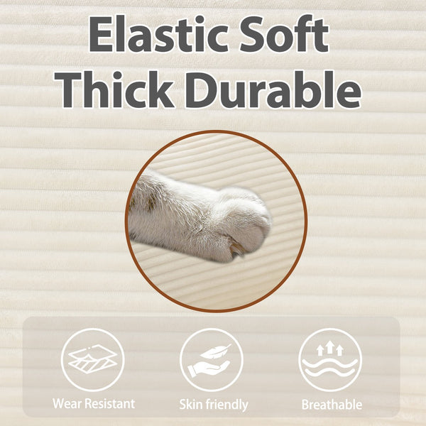 English Elm 54" Plush Cloud Sofa Modular Single with Ottoman, Beige Corduroy, High-Resilience Foam, Space-Saving Comfort W1829P324892