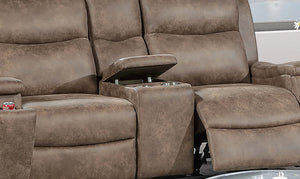 English Elm Modern Reclining Loveseat with Console Cup Holders Faux Leather Plush Seating Auburn B011P469517