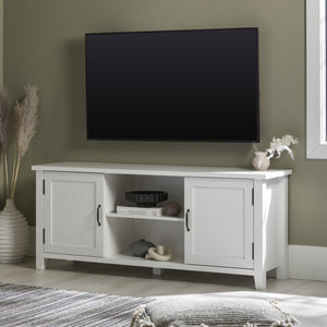 English Elm Walker Edison - Classic Grooved-Door TV Stand Solid White with Beadboard Doors, Cord Management, Adjustable Shelves, Fits 65" B185P169331