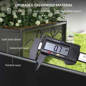 English Elm Outsunny Galvanized Steel Raised Planter with Built-in Trellis for Vertical Garden Growth W2225P485599