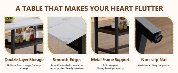 English Elm Table With Storage & 6 White Pu Chairs - Modern Scandinavian Dining Set For Stylish Family Meals W1151S04272-GIGA