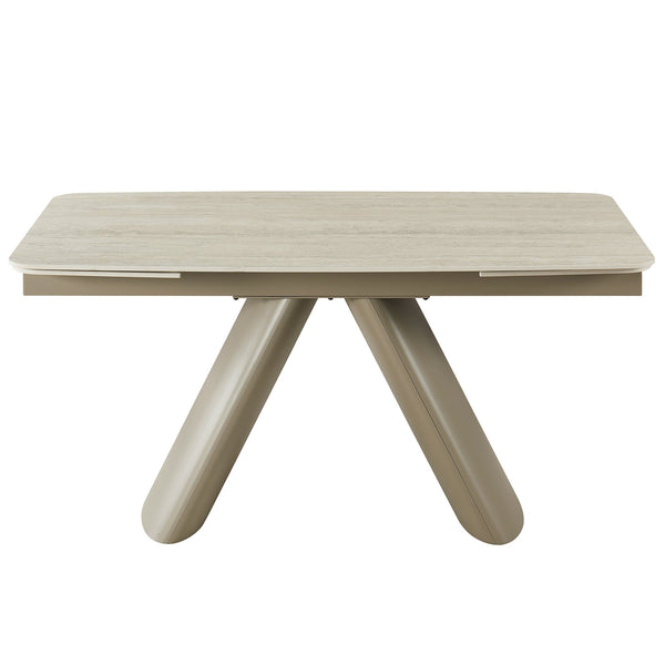 English Elm 1+6 Sintered Stone Extendable Dining Table Seats Six with Steel Base Modern W5630S00008
