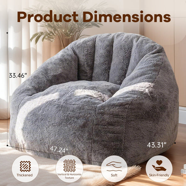English Elm Bean bean bag chair with armrests filled with high-density memory foam for ultimate comfort and support Light Gray W3737P373848