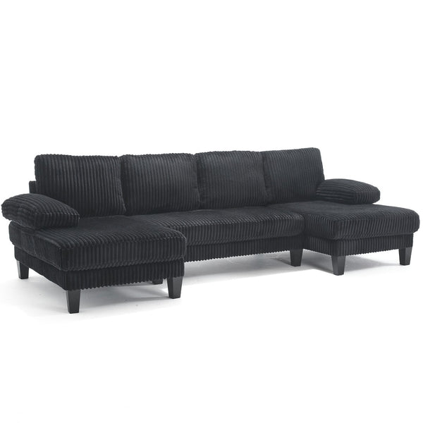 English Elm Modern U-Shaped 4-Seat Sofa With Double Chaise - Luxurious Velvet, Spacious Comfort & Style W2705S00017-GIGA