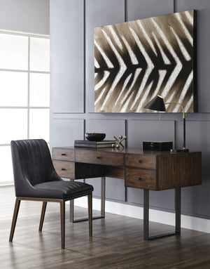 Sunpan Halden Dining Chair Set of 2 – Urban Style with Bold Stitching and Rustic Bronze Steel Frame Vintage Black