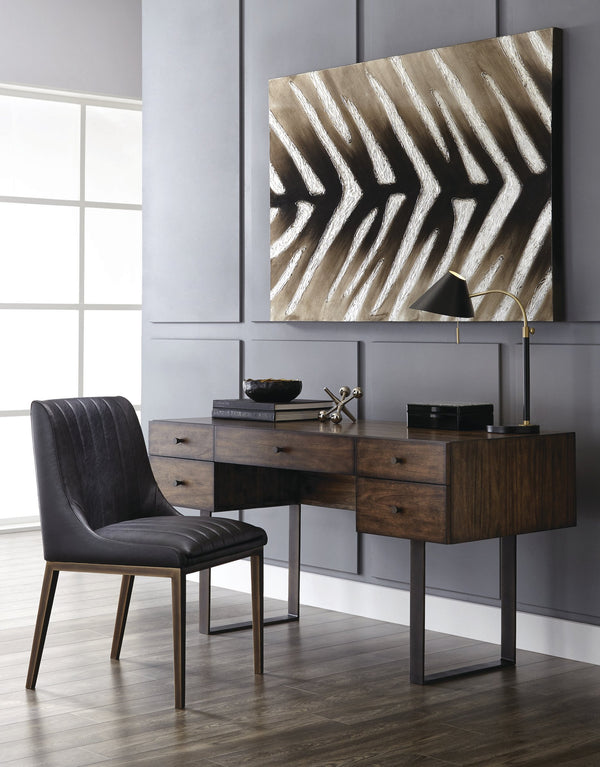 Sunpan Halden Dining Chair Set of 2 – Urban Style with Bold Stitching and Rustic Bronze Steel Frame Vintage Black