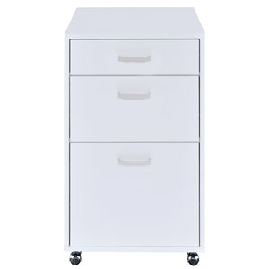 English Elm White High Gloss Contemporary 3-Drawer File Cabinet on Casters — Sleek Space-Saving Office Storage, Durable Finish B062P185691
