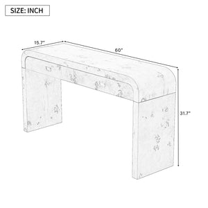 English Elm U_style Burl Veneer Console Table with Two Drawers for Foyer Living Room Hallway N711P216235A