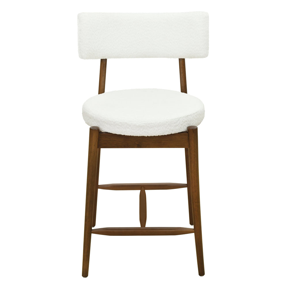 English Elm Christopher Knight Home® - Mid Century Modern Counter Stools Set Of 2 - Stylish Walnut Frame With Plush Beige Boucle Seats N771P205427T