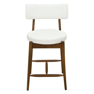 English Elm Christopher Knight Home® - Mid Century Modern Counter Stools Set Of 2 - Stylish Walnut Frame With Plush Beige Boucle Seats N771P205427T