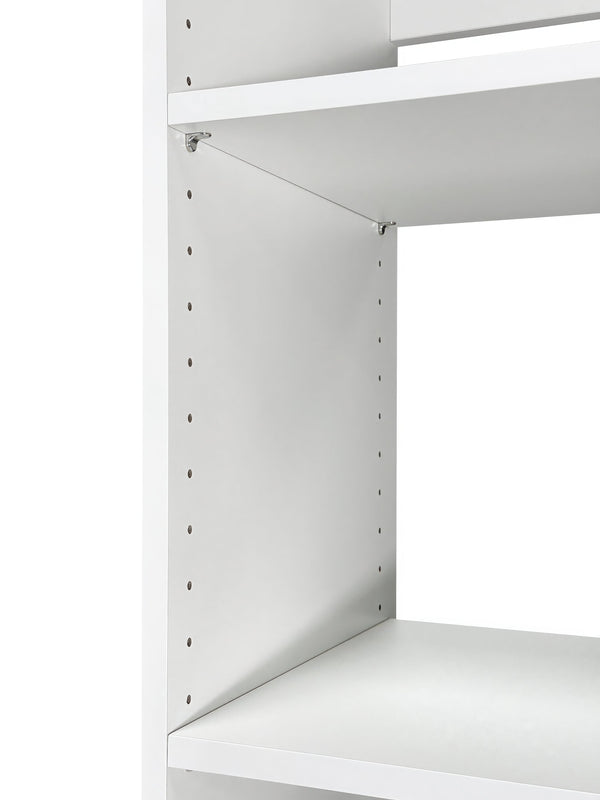 English Elm Prosper Freestanding White Walk-In Wood Closet System – Durable Melamine Oak Finish, Ample Modular Storage B040S00141