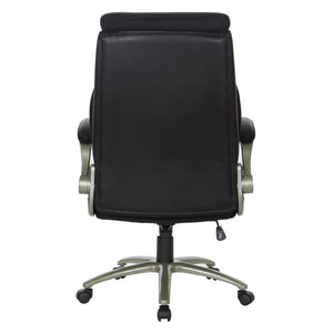 OSP Home Furnishings Big and Tall Ergonomic Office Chair with Lumbar Support Leather Seat 400 Lb Capacity Black ECH14517BT-EC3