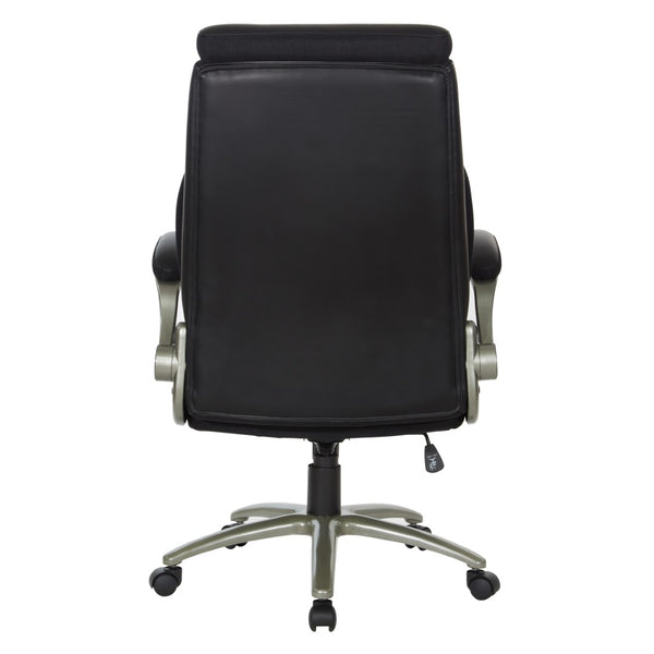 OSP Home Furnishings Big and Tall Ergonomic Office Chair with Lumbar Support Leather Seat 400 Lb Capacity Black ECH14517BT-EC3