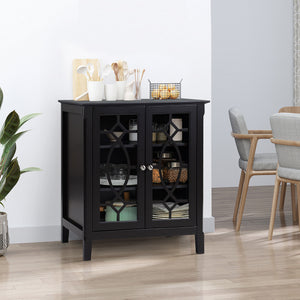 English Elm Homcom Elegant Sideboard Buffet Cabinet With Glass Doors, Adjustable Shelves For Stylish Storage Solutions W2225P229409