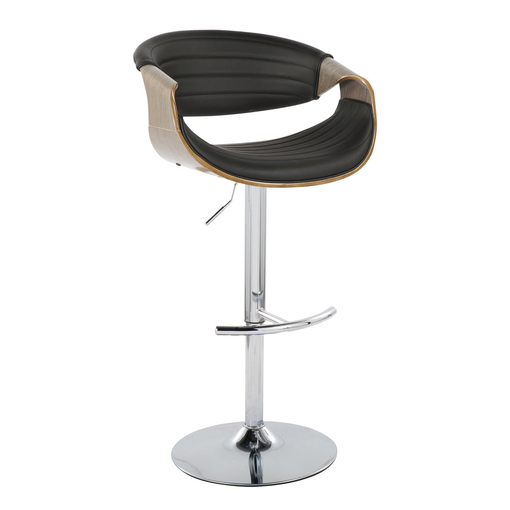 English Elm Mid-century Tufted Faux Leather Swivel Barstools with Chrome Base Set of 2 B202S01020