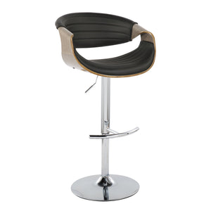 English Elm Mid-century Tufted Faux Leather Swivel Barstools with Chrome Base Set of 2 B202S01020
