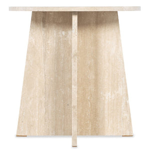 Hooker Furniture Melange Travertine Cirque End Table — 24" Round Sculptural Pedestal Side Table, Beige-White Finish 628-80592-00