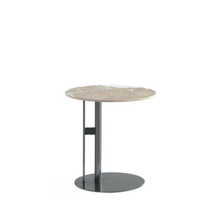 English Elm Alondra Modern End Table With Sintered Stone Top & Black Stainless Steel Base For Chic Spaces B365S00099