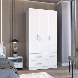 English Elm Sebree Tall Armoire Closet with Hanging Rod, Six Shelves and Two Drawers for Organized Storage White 41.3 L x 22.8 W x 5.9 H B200S00378
