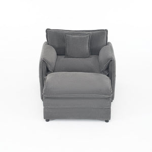 English Elm Oversized Chenille Lounge Chair with Detachable Ottoman Deep Cushioned Living Room Seat W3163S00069