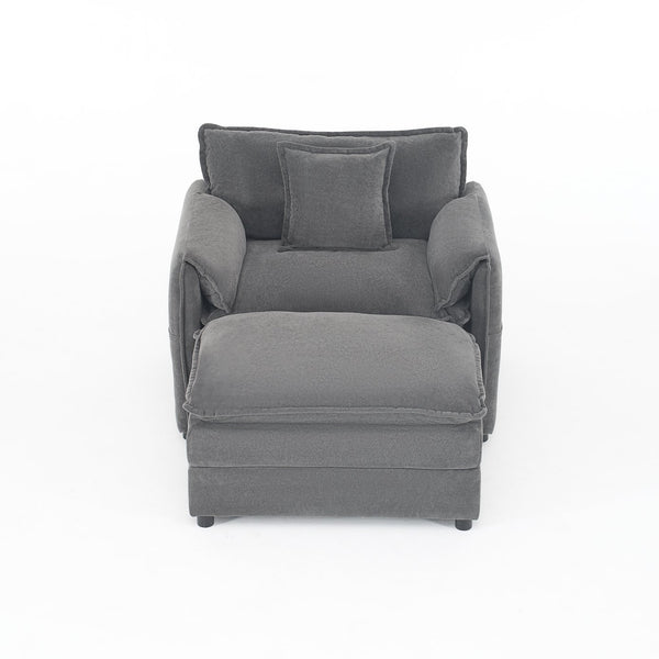 English Elm Oversized Chenille Lounge Chair with Detachable Ottoman Deep Cushioned Living Room Seat W3163S00069