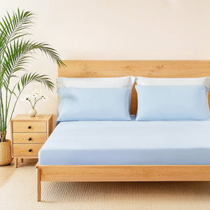 JLA Home Main Street - Cooling breathable 3pc sheet set with silky nylon-spandex stretch, moisture-wicking comfort for sleep Ice Blue OLX10-0027