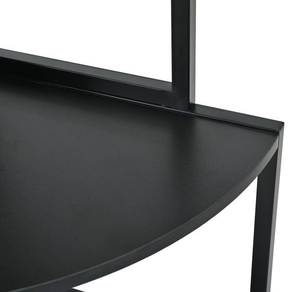 English Elm 5 5 Tier Corner Shelf LED with USB Plug, Black Metal+MDF Tall Narrow Standing Shelf for Corners W420P207358