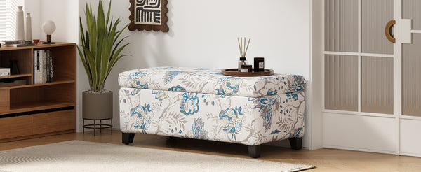 English Elm Luxury Floral Upholstered Storage Ottoman Soft Close Hinged Footrest for Any Room N767P397103B