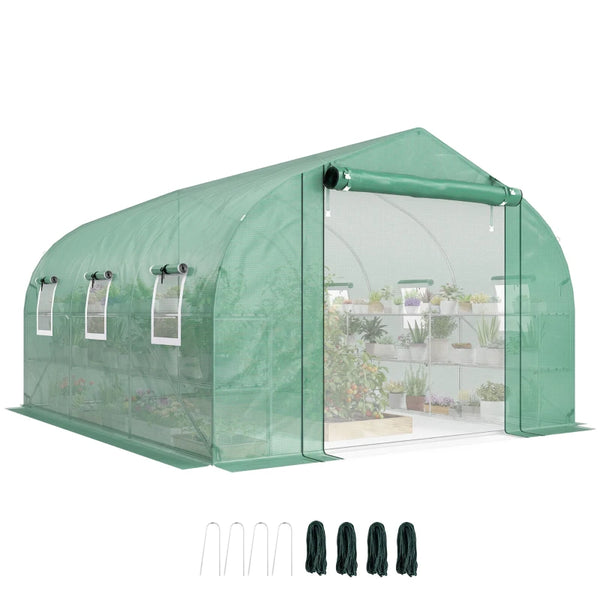 English Elm Garden Walk-in Tunnel Greenhouse with Galvanized Steel Frame and Uv-resistant Pe Cover Green T3971P481638