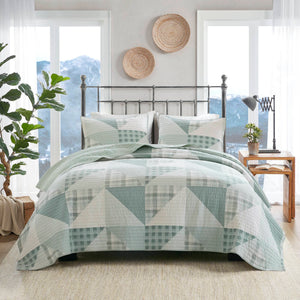 English Elm 3-piece Cotton Coverlet Set Vermicelli Quilted Heirloom Texture Full Queen Bedding B035P482961