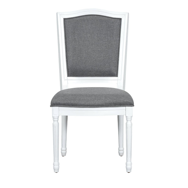 English Elm TOPMAX Rustic 7-Piece Solid Wood Extendable Dining Set with 18" Removable Leaf, 6 Upholstered Chairs, 2 Drawers Dark Gray,White SP000078AAE