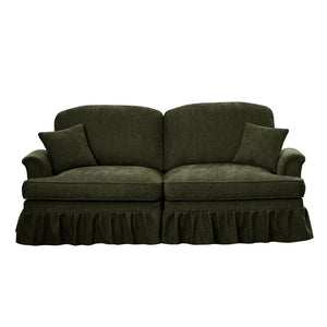 English Elm Elegant Mid Century Two-Seater Sofa With Removable Ruffles, Flared Arms & Plush Chenille Comfort W3041S00263