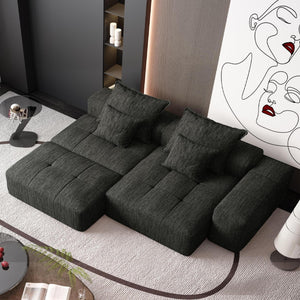 English Elm Modern Oversized Modular Sectional Sofa With Ottoman & Chaise, Soft Chenille Fabric & 4 Pillows W1885S00058