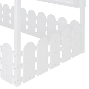 English Elm {slats Are Not Included} Twin Montessori House Floor Bed Kids Tent Lights Shelves Pinewood Frame White N708P407962K