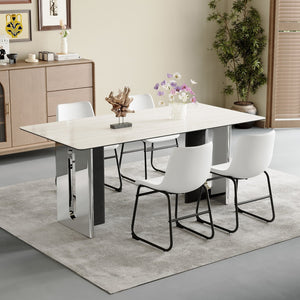 English Elm Set Of 4 Modern White Pu Leather Chairs – Stylish, Ergonomic, And Easy-Clean For Any Space! W3226P279062-GIGA