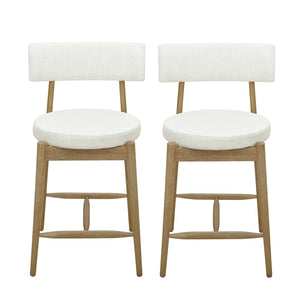 English Elm Christopher Knight Home® - Mid Century Modern Counter Stools Set Of 2 - Natural Wood & Beige Upholstered Comfort Design N771P205427A