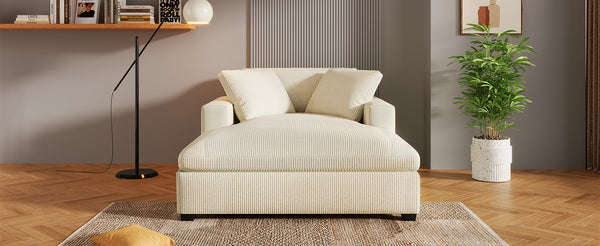 English Elm Mirod Oversized Chaise Lounge with Birch Legs Pillow Back Polyester Upholstered Seating N760P196662A