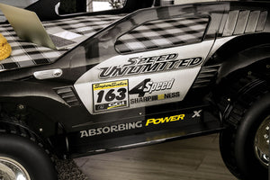 English Elm Modern Speed Jeep Twin Bed With Led Headlights, High-Gloss Finish, Metal Frame & Slat Kit Included B2741S00508