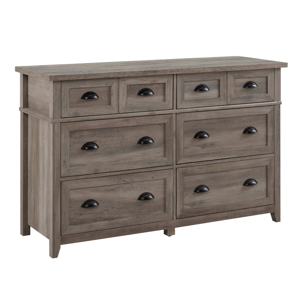 52" 6-Drawer Framed Dresser BR6DODDDRGW-T Grey Wash BR6DODDDRGW-T Walker Edison