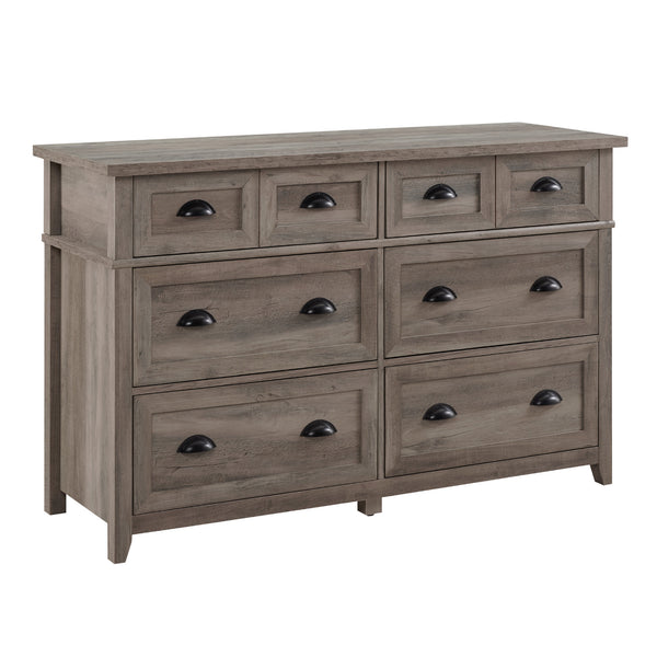 52" 6-Drawer Framed Dresser BR6DODDDRGW-T Grey Wash BR6DODDDRGW-T Walker Edison